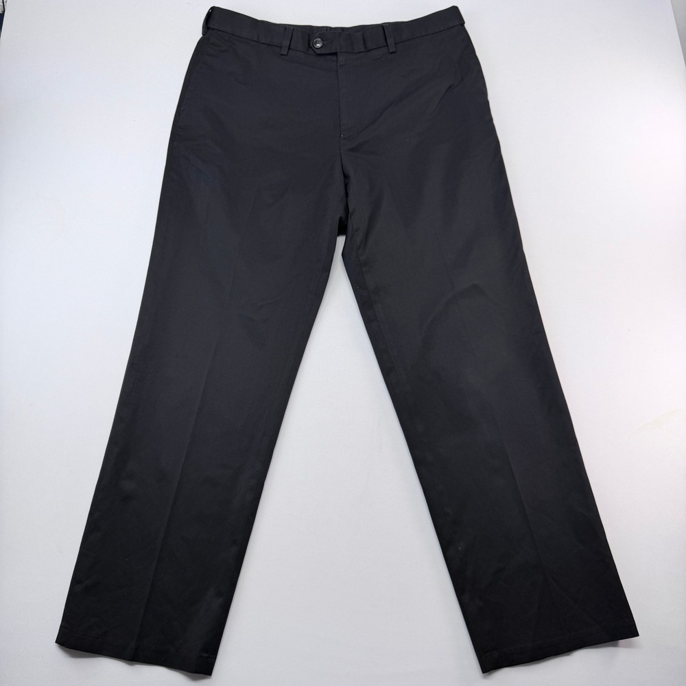 Mens Black Straight Leg Stretch Chino Trousers 34x32 Professional Work Pants